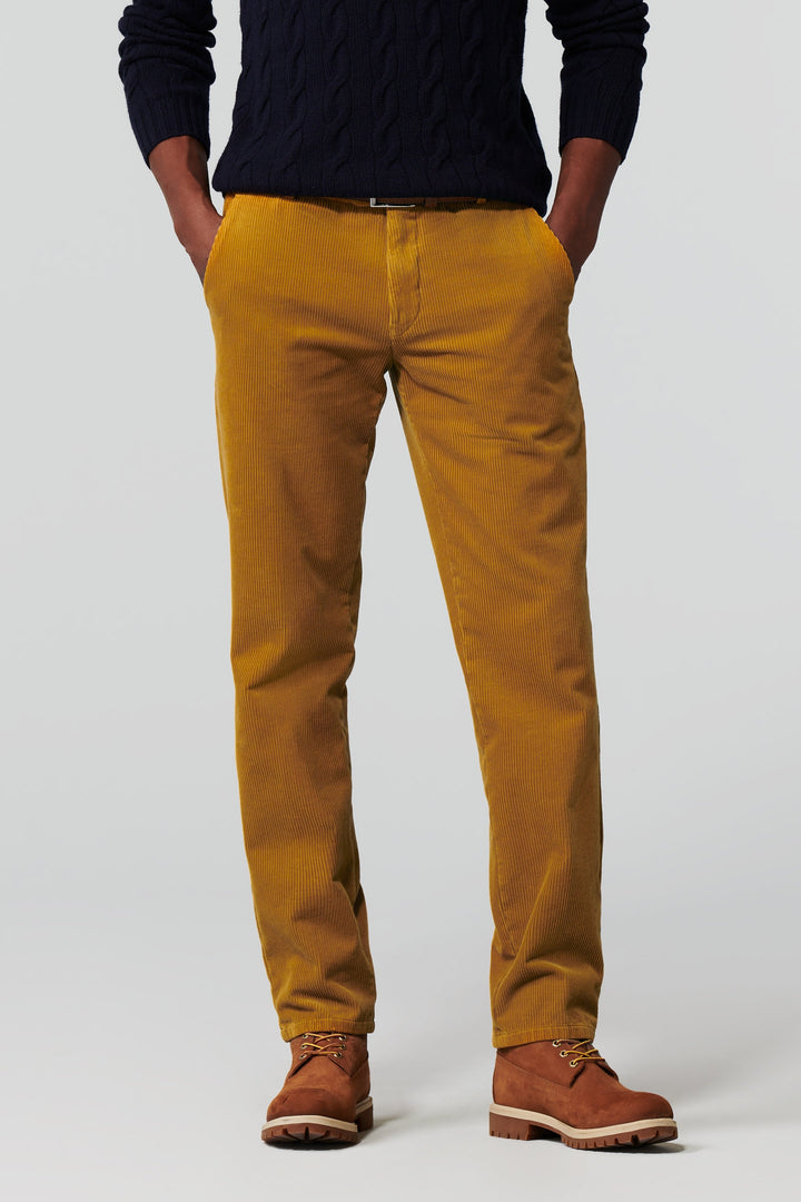 Men's straight leg corduroy trousers with belt loops and front pockets
