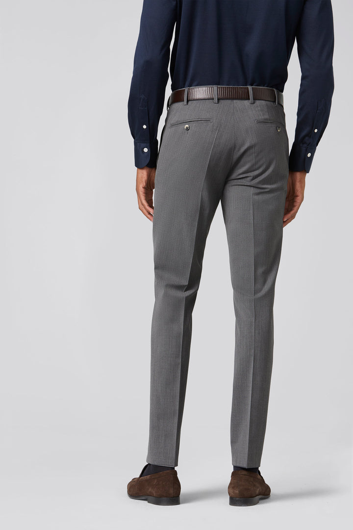 Men's tailored straight-leg trousers with flat front and defined creases