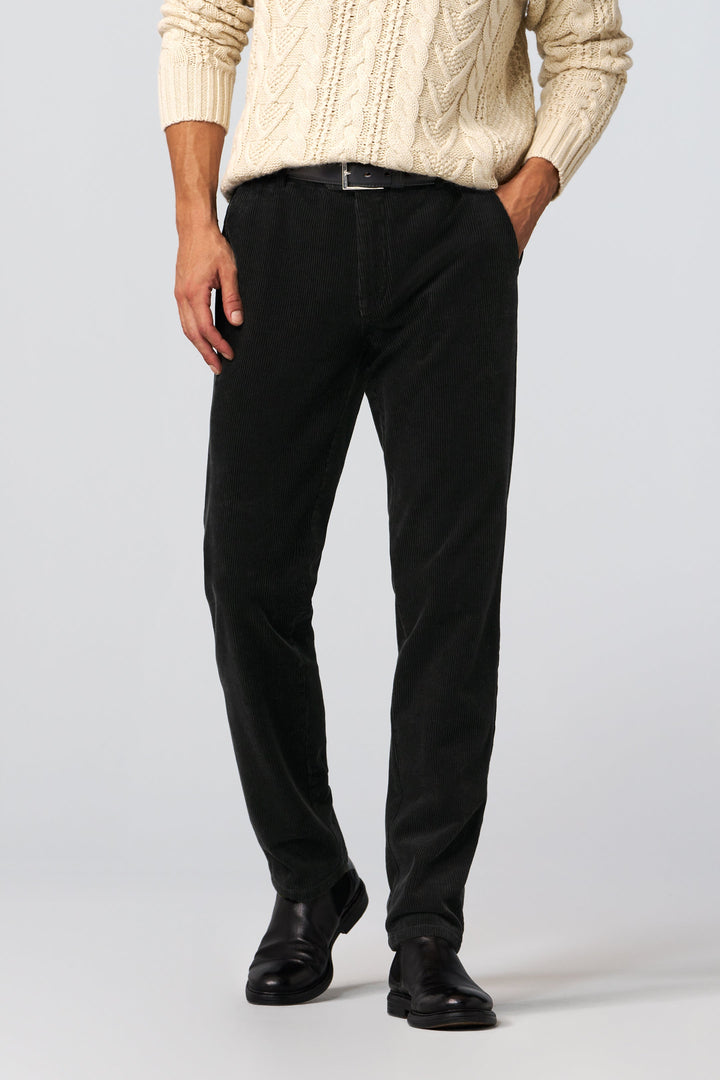 Men's straight leg corduroy trousers with belt loops and front pockets