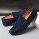 Men's moc toe slip-on loafers with flat sole