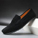 Men's moc toe slip-on loafers with flat sole