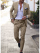 Men's tailored single breasted suit in navy blue and beige with white shirt