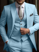 Men's tailored three-piece wedding suit with single breasted jacket, waistcoat and trousers