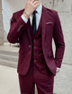 Men's tailored three-piece wedding suit with single breasted jacket, waistcoat and trousers
