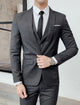 Men's tailored three-piece wedding suit with single breasted jacket, waistcoat and trousers