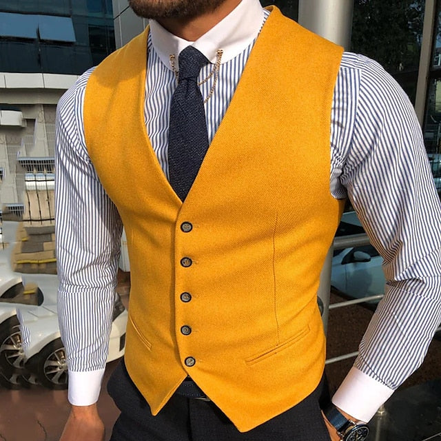 Men's Single-Breasted Formal Waistcoat