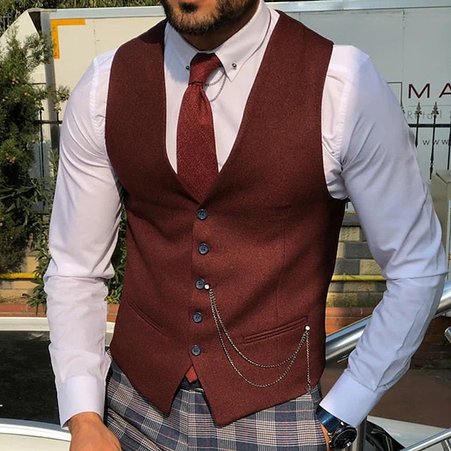 Men's Single-Breasted Formal Waistcoat