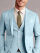 Men's tailored three-piece wedding suit with single breasted jacket, waistcoat and trousers