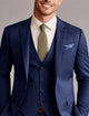 Men's tailored three-piece wedding suit with single breasted jacket, waistcoat and trousers