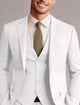 Men's tailored three-piece wedding suit with single breasted jacket, waistcoat and trousers