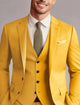 Men's tailored three-piece wedding suit with single breasted jacket, waistcoat and trousers