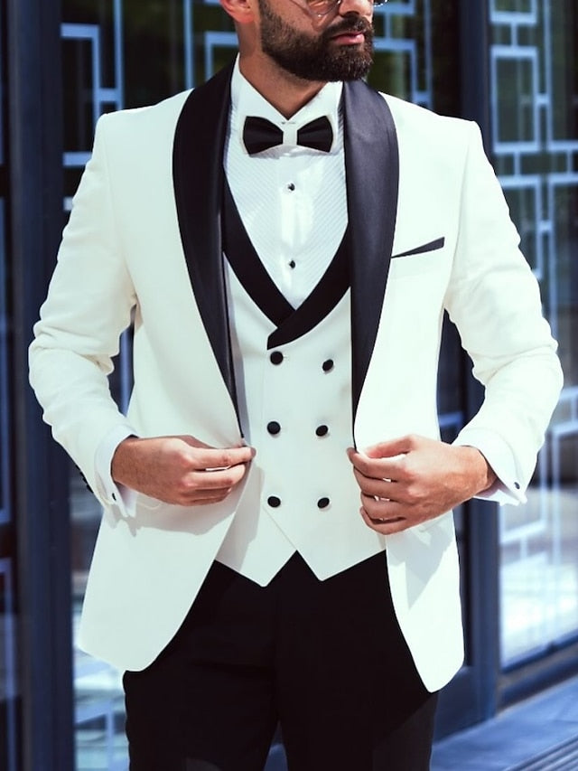 Men's 3-Piece Wedding Suit in white
