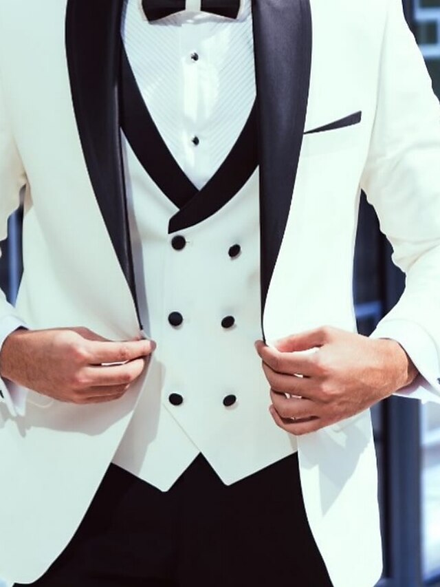 Men's 3-Piece Wedding Suit in white