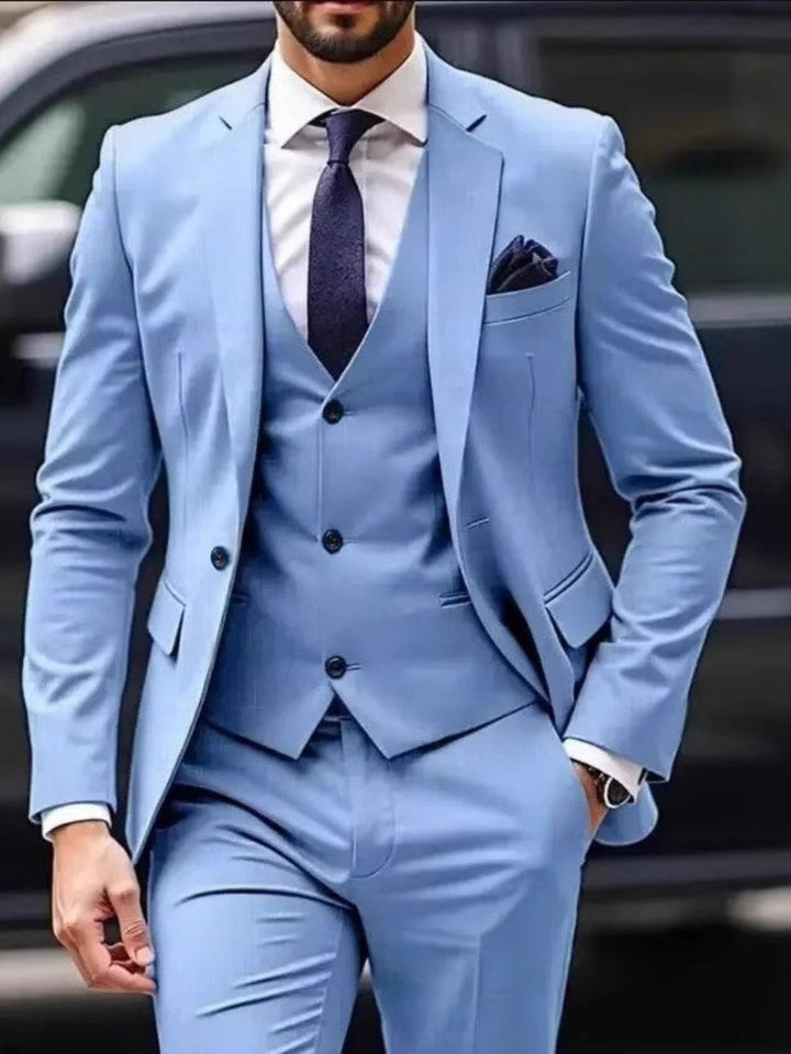 Men's 3-Piece Wedding Suit in sky blue