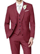 Men's tailored single-breasted wedding suit in pink and ivory, shown with white shirt and bow tie.