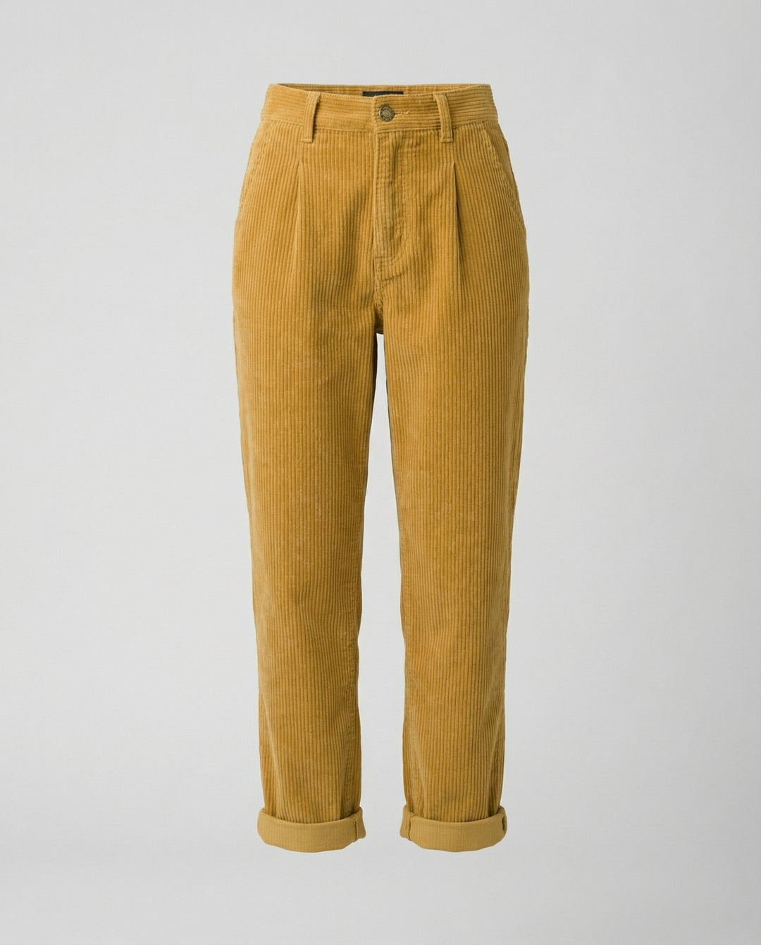Women's corduroy trousers with high rise and rolled cuffs