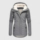 Women's hooded winter jacket with long sleeves, drawcord hood and front pockets