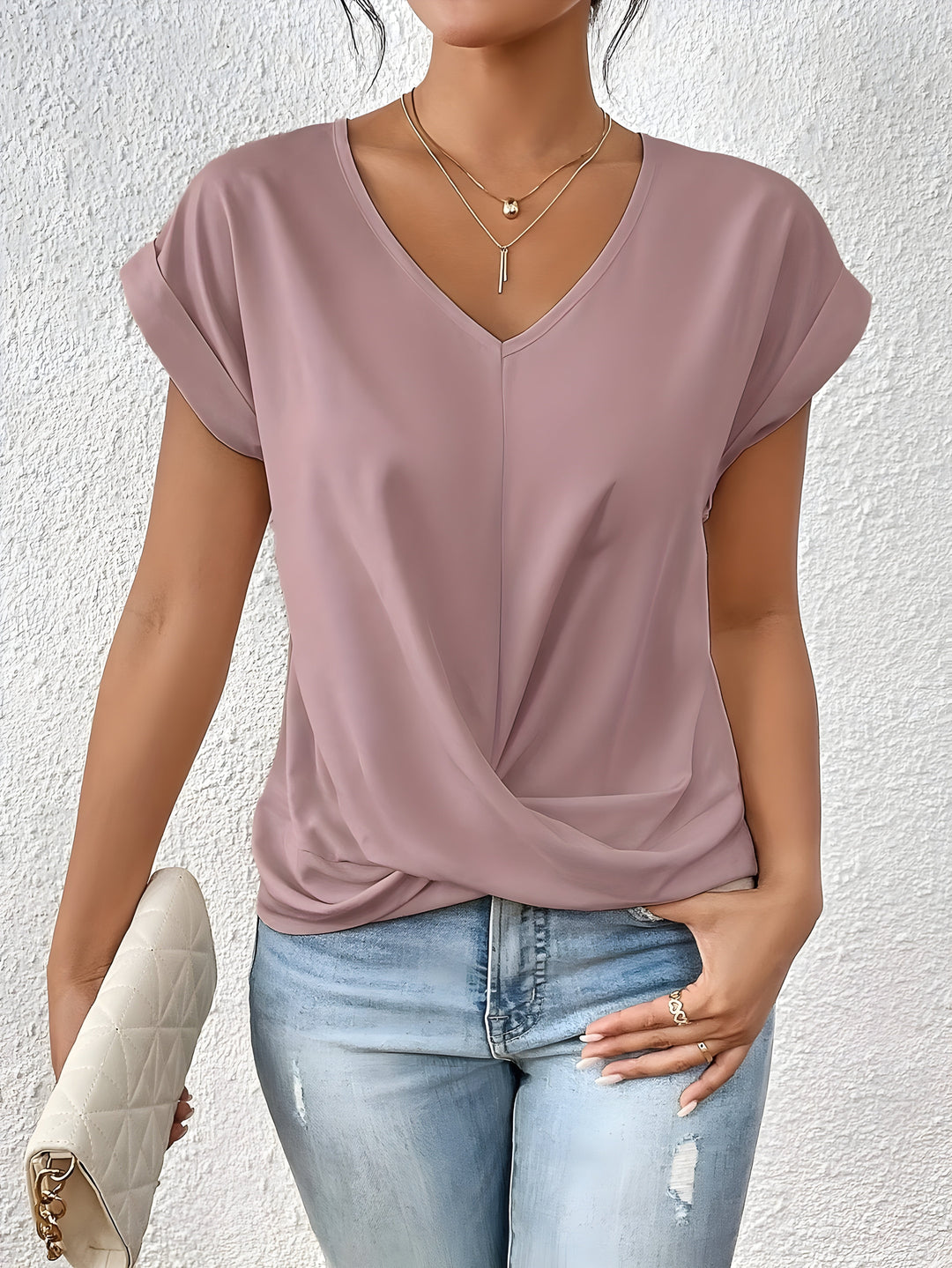 Maia | Twist Front V-Neck Top - Image 1