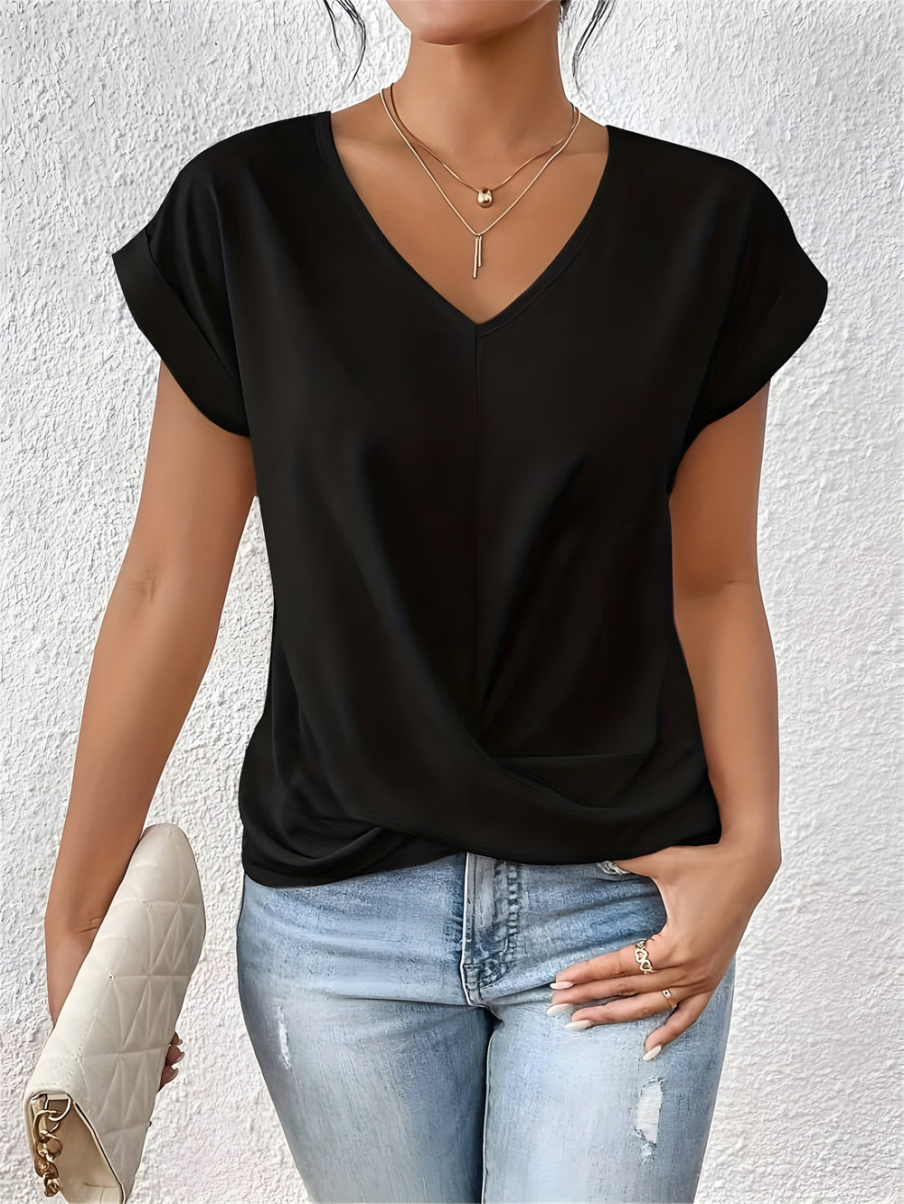 Maia | Twist Front V-Neck Top - Image 2