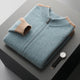 Men's knitted zip-up jacket with mock neck and contrasting ribbed trims