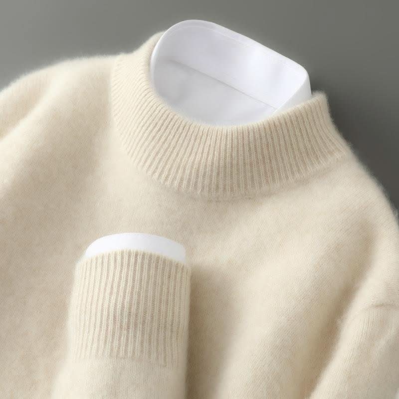 Plain high neck jumper with long sleeves and ribbed trims