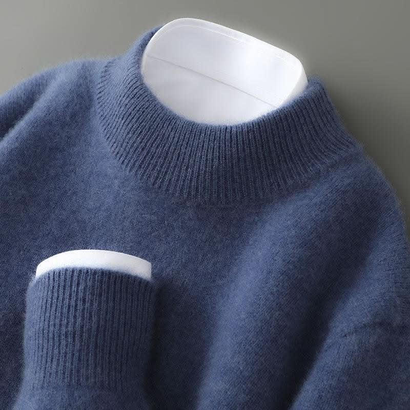Plain high neck jumper with long sleeves and ribbed trims