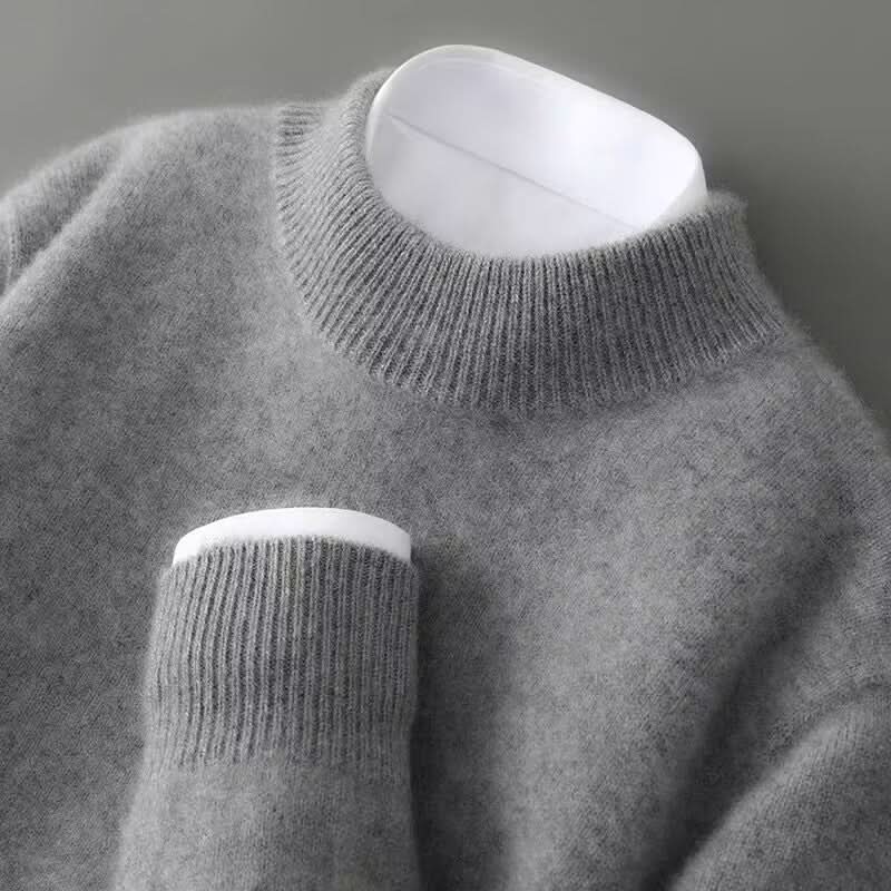 Plain high neck jumper with long sleeves and ribbed trims