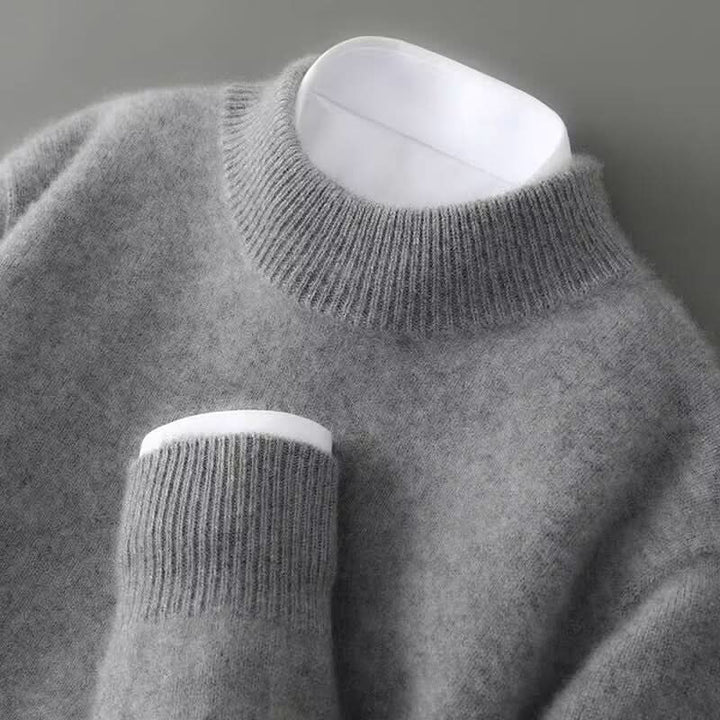 Plain high neck jumper with long sleeves and ribbed trims