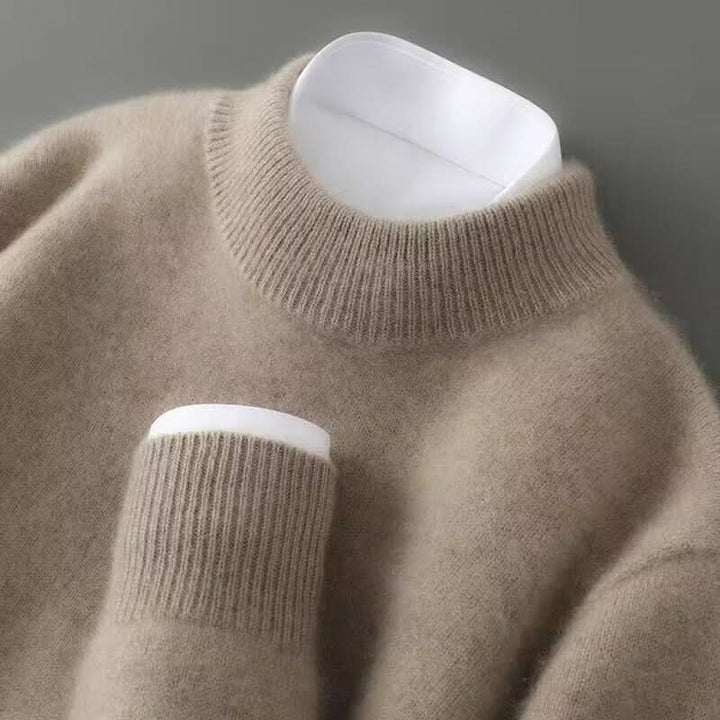 Plain high neck jumper with long sleeves and ribbed trims