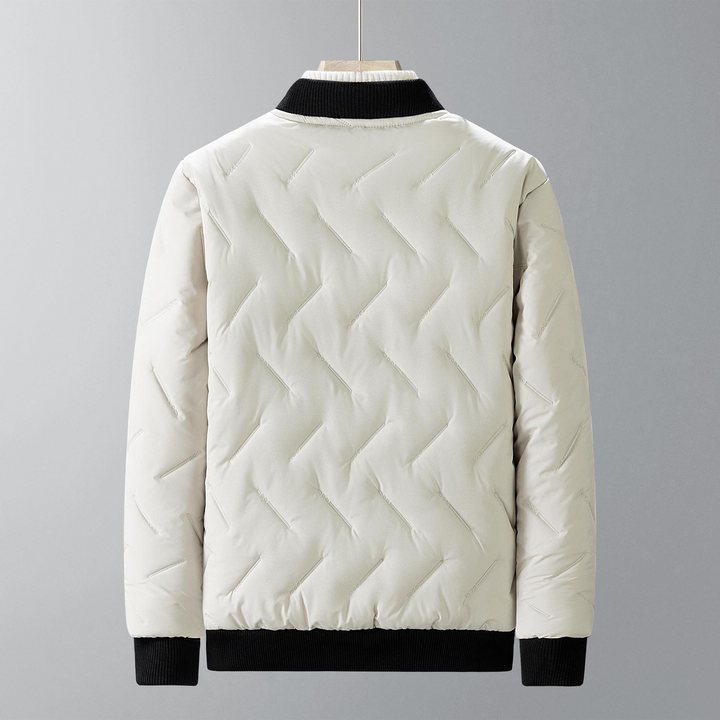 Quilted bomber jacket with ribbed trims, zip front and side pockets