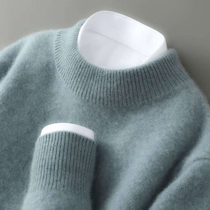 Plain high neck jumper with long sleeves and ribbed trims