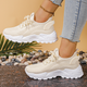 Low-top knit lace-up sneakers with chunky white soles