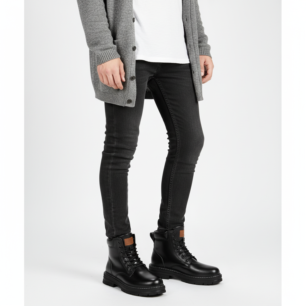 Men's lace-up ankle boots with rugged lugged soles