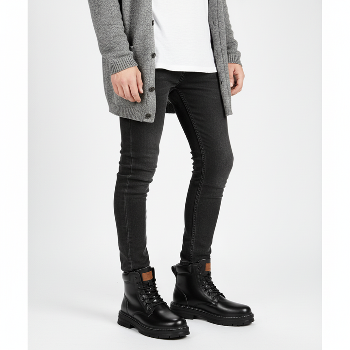 Men's lace-up ankle boots with rugged lugged soles