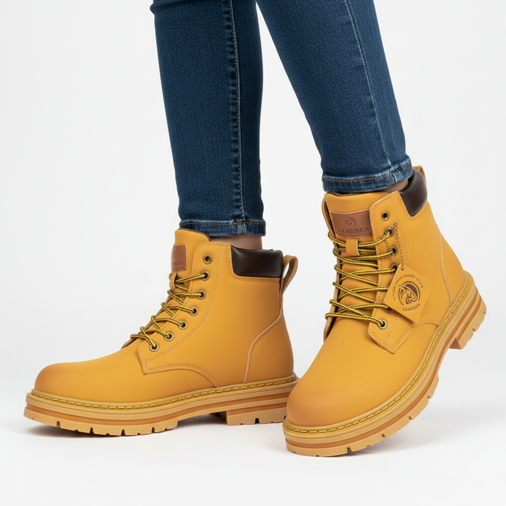 Men's lace-up ankle boots with rugged lugged soles