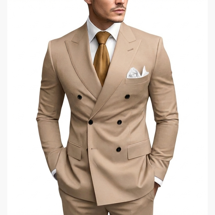 Brandon | Men's Double Breasted Suit Set with Notched Lapel and Trouser