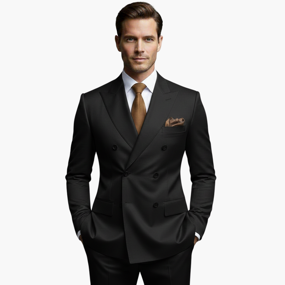 Brandon | Men's Double Breasted Suit Set with Notched Lapel and Trouser
