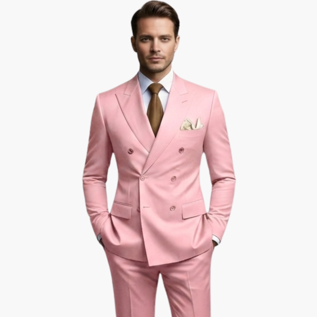 Brandon | Men's Double Breasted Suit Set with Notched Lapel and Trouser