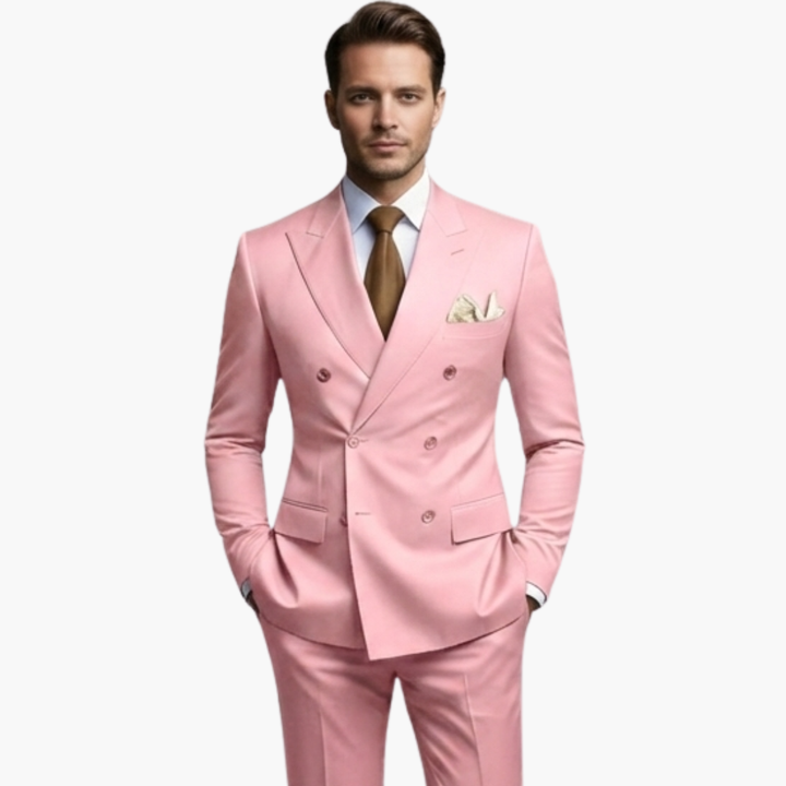 Brandon | Men's Double Breasted Suit Set with Notched Lapel and Trouser