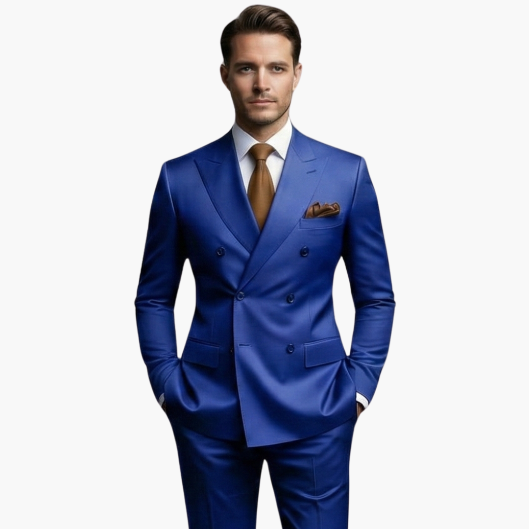 Brandon | Men's Double Breasted Suit Set with Notched Lapel and Trouser