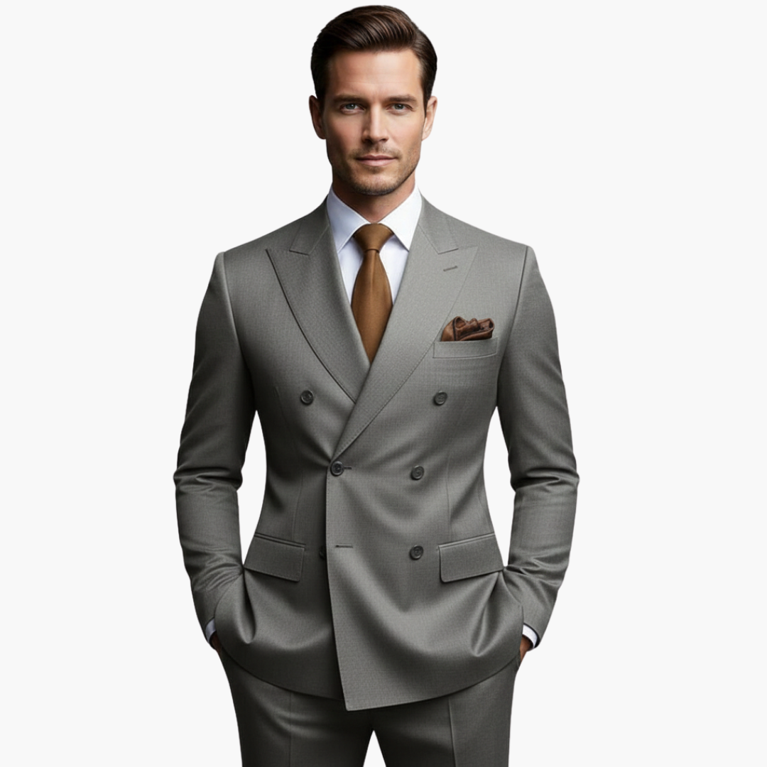 Brandon | Men's Double Breasted Suit Set with Notched Lapel and Trouser
