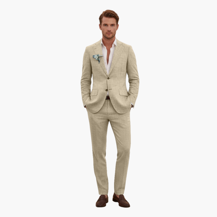 Eric | Men's Linen Two Piece Suit Set with Button Blazer and Pants