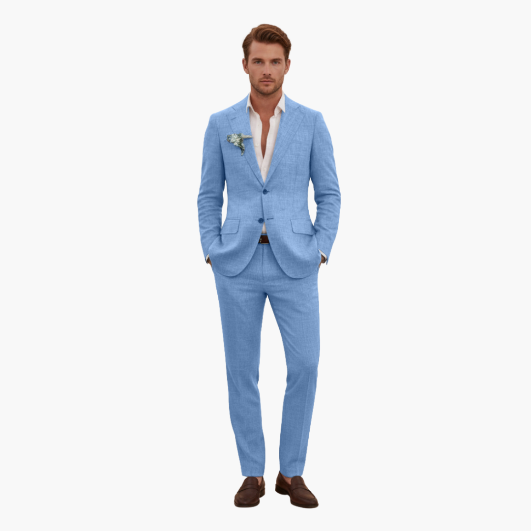 Eric | Men's Linen Two Piece Suit Set with Button Blazer and Pants