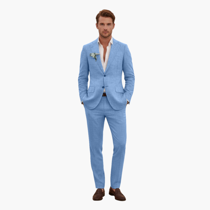 Eric | Men's Linen Two Piece Suit Set with Button Blazer and Pants