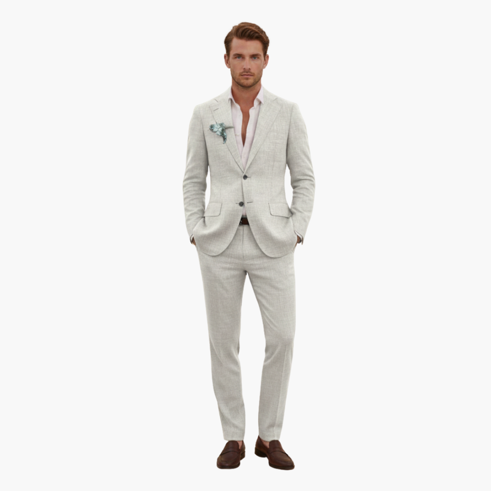 Eric | Men's Linen Two Piece Suit Set with Button Blazer and Pants