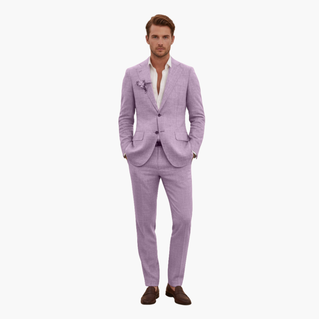 Eric | Men's Linen Two Piece Suit Set with Button Blazer and Pants