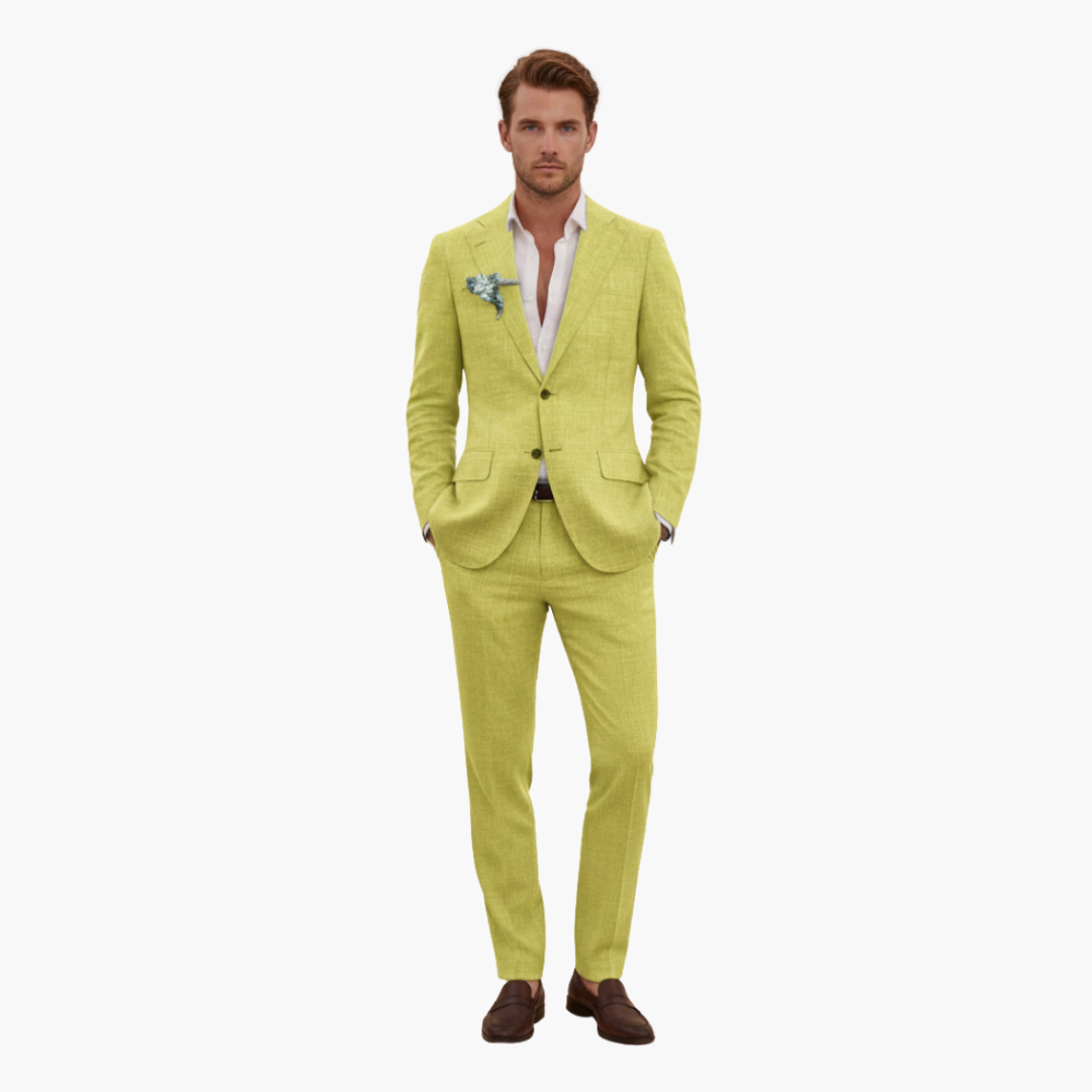 Eric | Men's Linen Two Piece Suit Set with Button Blazer and Pants