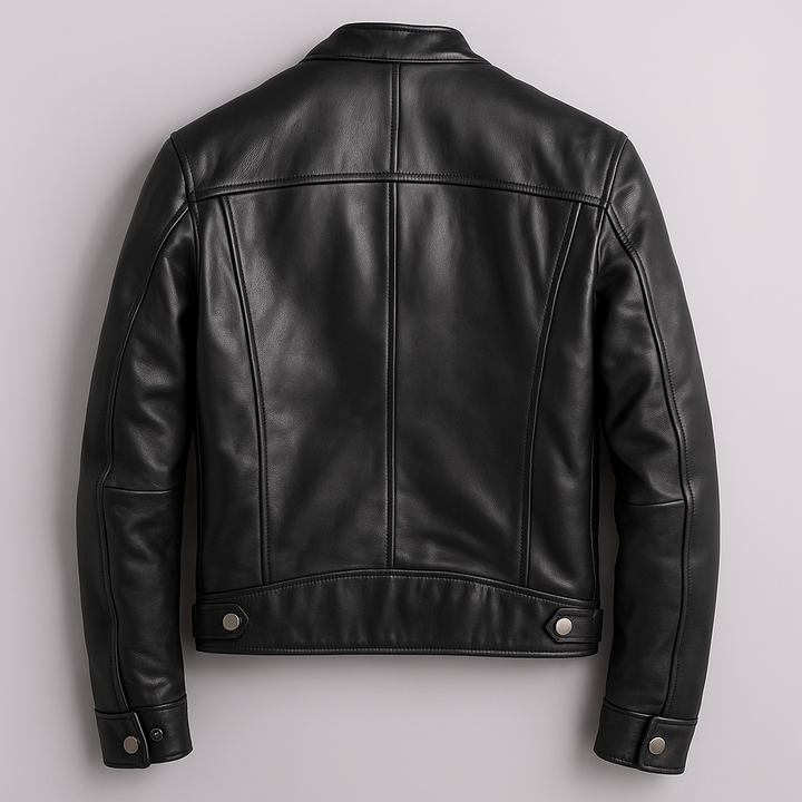 Men's vintage style zip jacket with stand collar and zipped pockets