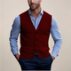 Men's sleeveless knitted V-neck button-front waistcoat
