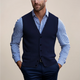 Men's sleeveless knitted V-neck button-front waistcoat